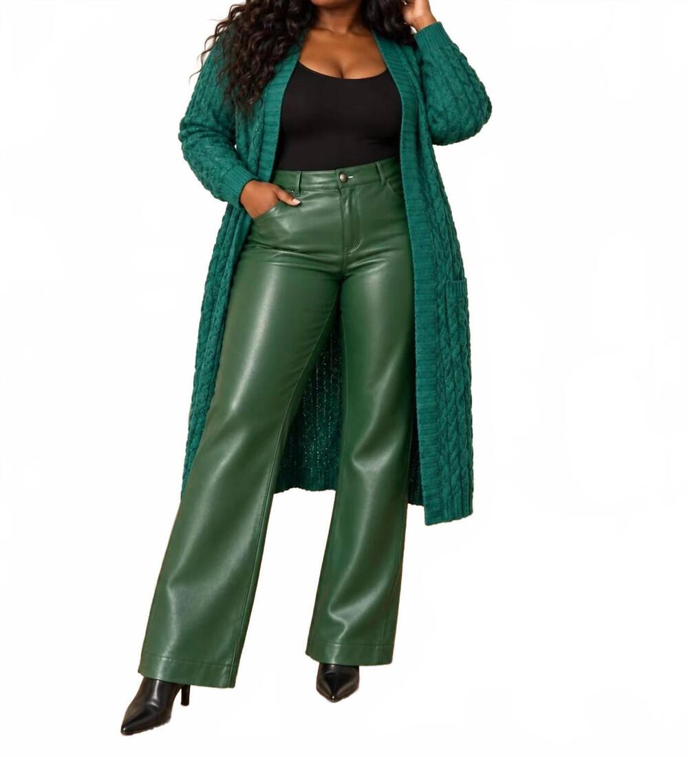 NEW N BY NANCY faux leather flare leg pants - plus in green